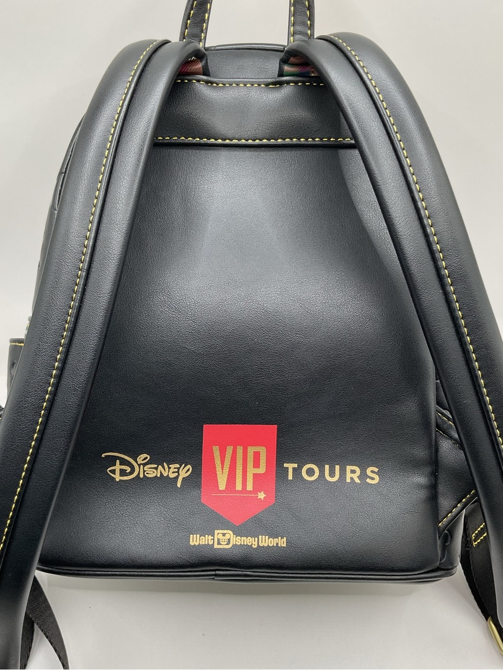 Loungefly Disney Parks Black Mini Backpack VIP Tours Plaid - Picture 2 of 13